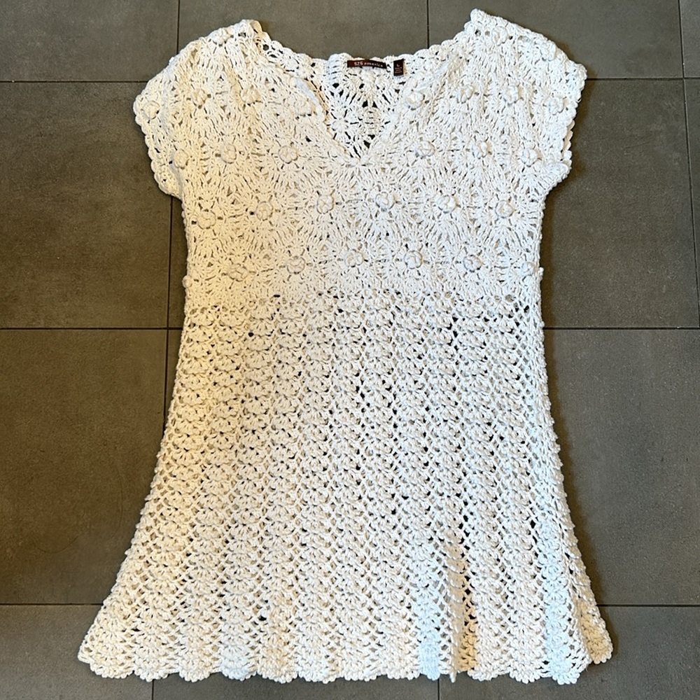 525 America Crocheted, One Hundred Percent Cotton Tunic/ Top